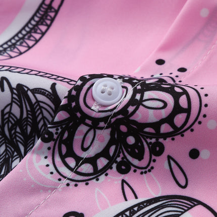 Men's Short-sleeved Shirt Shorts suit Powder Flamingo Foreign Trade Men's Casual Fashion Summer Summer 2025 New Arrival