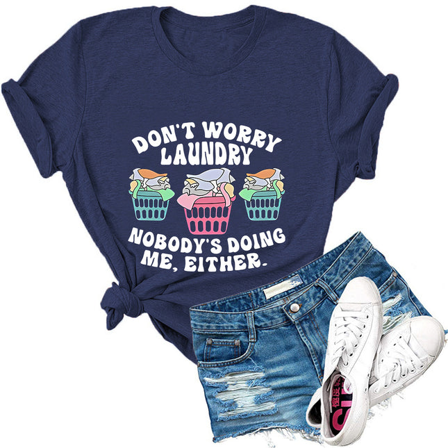 Women Loose Print Crewneck Short Sleeve T-Shirt 6 Colors S-XXL / T-Shirt Femme Imprimé Col Rond Manches Courtes Ample 6 Couleurs S-XXL