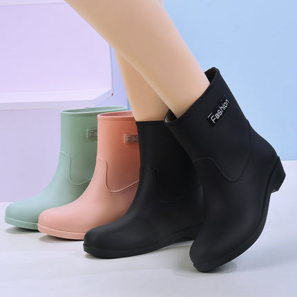 Fashionable Women's Short Rain Boots, Warm Cotton Rain Boots, Women's Kitchen Canteen Water Shoes, Bathroom Non-Slip Rubber Shoes, Women's Rain Boots