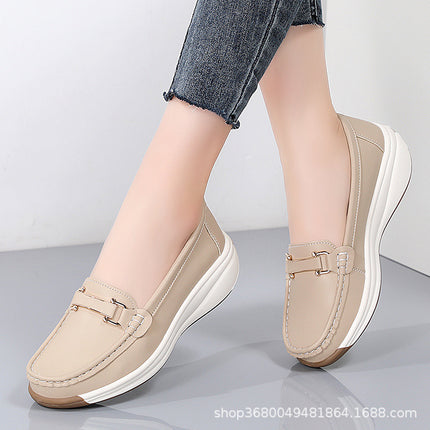 Plus-Size Women's Shoes with Thick Soles and Height Increase, 2024 Spring New Platform Wedge Slip-On Shoes, Casual Shoes for Mothers