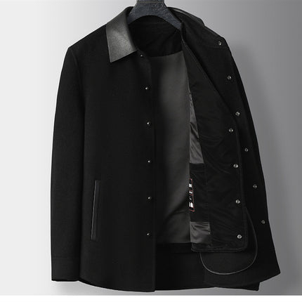 Double-Sided Men's Short Haining 2025 Autumn and Winter New Lapel Daily Casual Versatile Middle-Aged and Elderly Jacket Dad