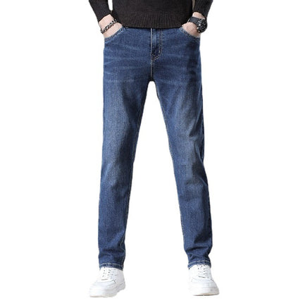 Xintang Jeans Men's Autumn and Winter Velvet Warm Slim Straight Men's Thickeneded Cold-Resistant Men's Casual Long Pants