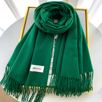 Solid Color Faux Cashmere Scarf for Women, Annual Meeting Red, High-End Feel, Spring and Autumn Woven Neck Scarf, Korean Style Versatile Artistic Warm Shawl