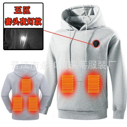 Cross-Border Multi-Zone Heating Sweatshirt for Men, Outdoor Smart Heating Luminous Lamp Design Heating Sweatshirt, Cross-Border Popular Sweatshirt