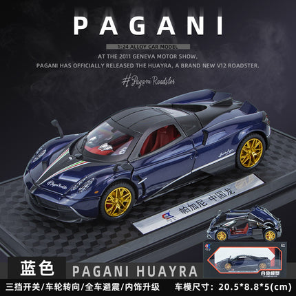Car-driven alloy model children's toys 1:24 Pa Garni Chinese dragon car sound and light pull back four-door bracket box