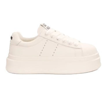 Cowhide Version~Haonianhua Women's Shoes, Classic Round-Toe Thick-Soled Height-Increasing Lace-Up White Sneakers, Versatile College-Style Sneakers for Women