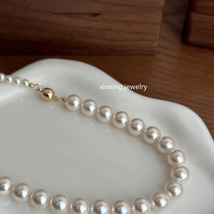 New Product: Shi Jia Strong Luster Pearl Necklace, Niche Light Luxury Minimalist Style Women's Necklace with Magnetic Clasp Design