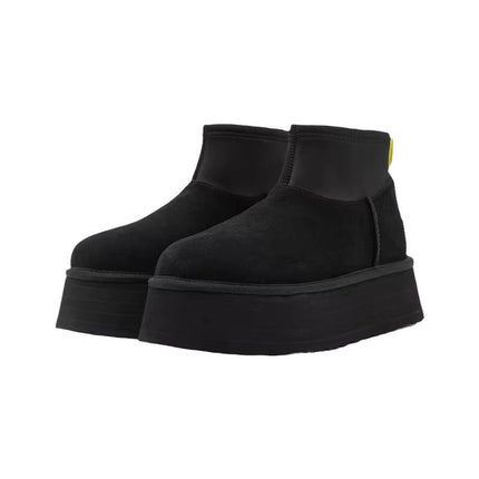 Celebrity Style 2025 Winter New Thick-Soled Height-Increasing Dipp Boots Mini Short Leather and Fur Integrated Snow Boots for Women