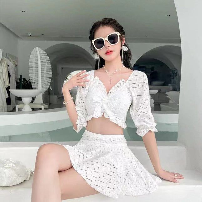 New Swimsuit Women's Split Skirt Boxers Sexy Small Chest Gather Slimming Hot Spring Beach Fresh Swimsuit