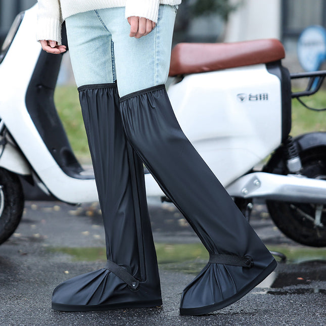 Heel-added waterproof and rainproof shoe cover for riding outer wear shoe cover thickened wear-resistant knee-high rain shoes rainstorm-proof boot cover
