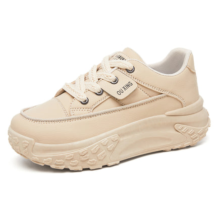 Women's Casual Shoes Ins Versatile Single Shoes Thick-Soled Height-Increasing Shoes Tire-Soled Women's Shoes Comfortable Non-Tiring White Shoes