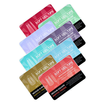 Cross-border grinding-free ultra-thin nail art half frosted seamless false finger nail patch soft gel tips 600p