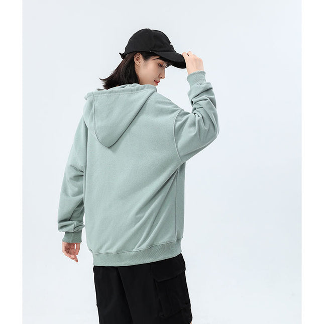 Trendy European and American Style Oversized Drop-Shoulder Fleece Zip-Up Hoodie with Pockets for Autumn and Winter