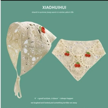 Hot Girl Internet Celebrant Photo Flower French Style Triangle Scarf Headscarf Women's Cute Knitted Hair Band Silk Scarf High-grade Headwear Summer