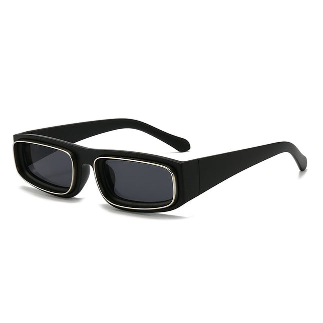 New European and American Fashion Versatile Sunglasses Trendy Square Frame Textured Metal Ring Sunglasses Cross-Border Anti-Uv Sunglasses