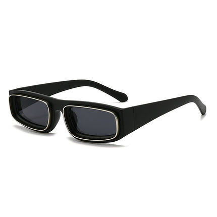 New European and American Fashion Versatile Sunglasses Trendy Square Frame Textured Metal Ring Sunglasses Cross-Border Anti-Uv Sunglasses