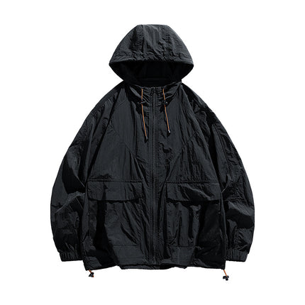 Outdoor Sunscreen Skin Clothing for Men and Women Thin Ice Silk Nylon Loose Hooded Sunscreen Clothing UV Protection UPF50