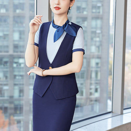 Professional suit Summer Hotel Front Desk Tooling Beautician Work Clothes Female 2024 New Catering Uniform Vest