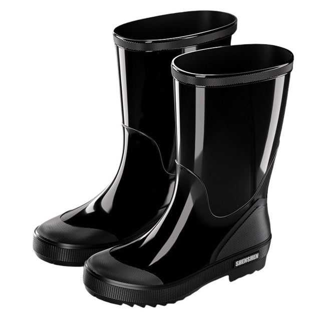 Fashion rain boots men's waterproof mid-barrel rain boots thick-soled outdoor car wash fishing site labor protection water shoes PVC rubber shoes