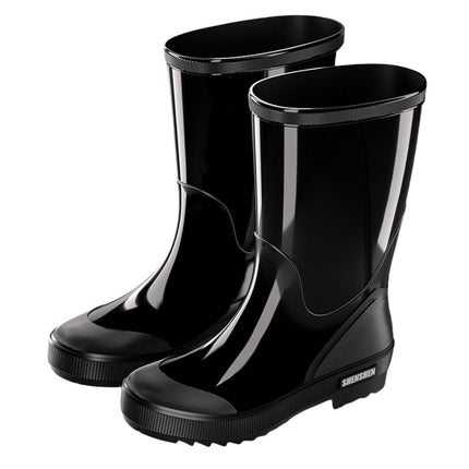 Fashion rain boots men's waterproof mid-barrel rain boots thick-soled outdoor car wash fishing site labor protection water shoes PVC rubber shoes
