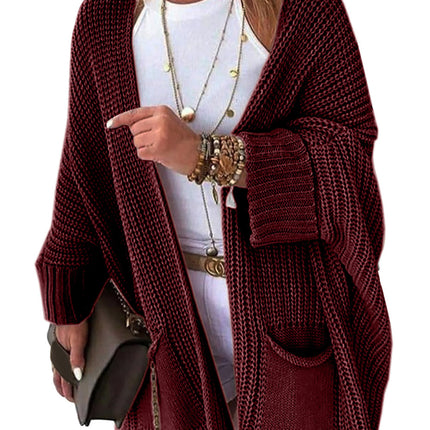 Foreign Trade Cross-border Europe and America Amazon temu Factory Sweater Women's Knitted Clear Color Long Sleeve Cardigan Jacket Fashion Autumn and Winter