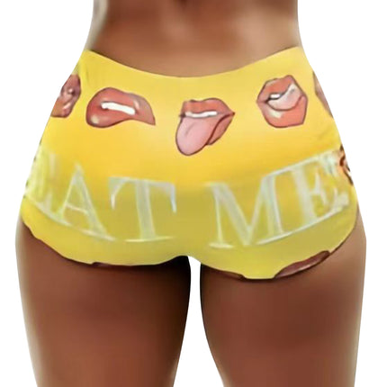 TD2772 European and American Amazon Summer New Women's Tight Stretch Casual Shorts Lip Letter Printed Hot Pants