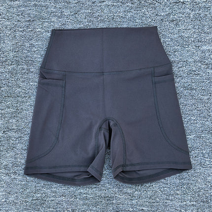 Summer Quick Drying Naked Sports Shorts High Waist Tight Yoga Pants Pocket Running Fitness Shorts 125