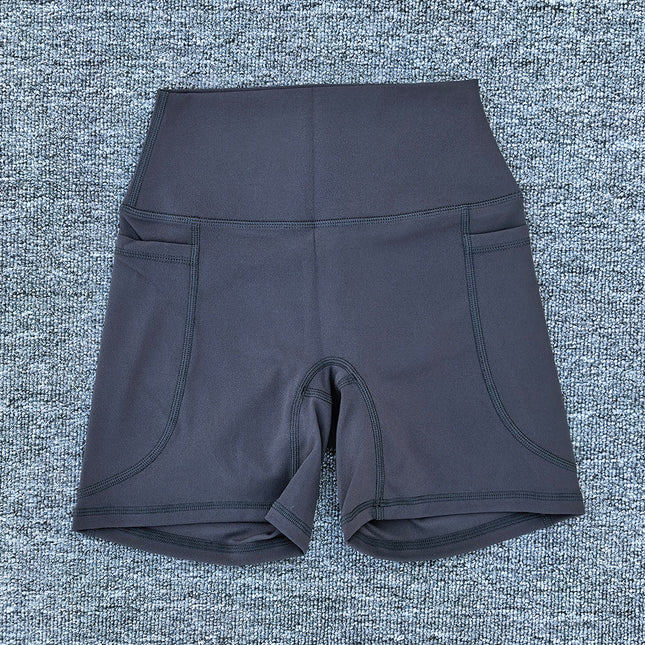 Summer Quick Drying Naked Sports Shorts High Waist Tight Yoga Pants Pocket Running Fitness Shorts 125