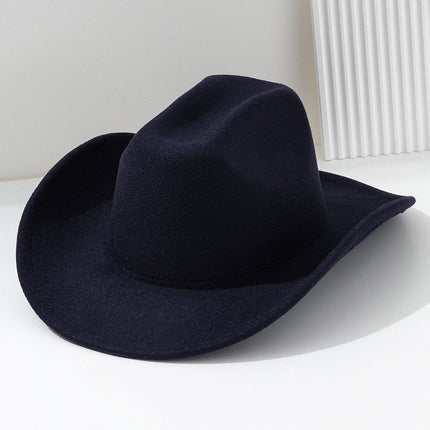 Solid Color Light Board Felt Western Cowboy Hat Outdoor Autum Hat Women's Simple French Hat Men's High-End
