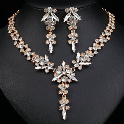 Europe and the United States Hot Jewelry Cross-border Supply Bridal Necklace suit Fashion High-end Crystal Wedding Dress Banquet Dress Jewelry