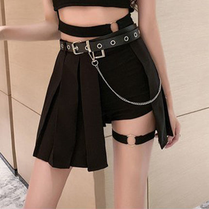 Sexy Disco Women's Suit Summer Crop Top Handsome Cool Girl Gothic Style Pure Desire Pleated Skirt Jazz Dance Suit