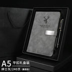 A5 gentleman gray and black gift box-elk head-flat buckle 240 pages