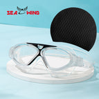 Transparent black suit [swimming goggles + water drop swimming cap]