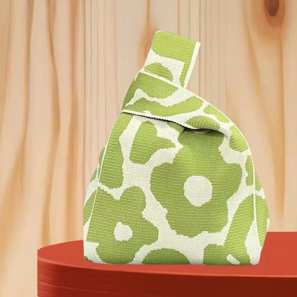 Knitted Cat Handbag, Trendy Cartoon Women's Bag, Versatile Bag, Lunch Bag, Hand-Carry Shoulder Bag, Small Square Bag, Portable
