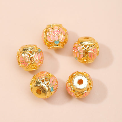 Cloisonné Oil-Dropping Cut Out Auspicious Cloud Lotus Bead Accessories Oil-Dropping Copper DIY Handmade Bracelet Necklace Jewelry Accessories