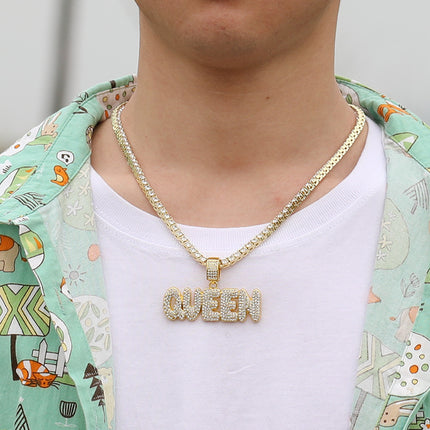 Cross-border explosions hip-hop pendant jewelry nightclub dancer alloy full diamond letter necklace factory wholesale fashion