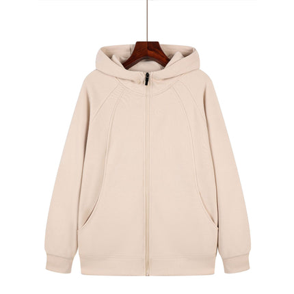 350g Heavyweight Trendy Fashion Patchwork Hooded Raglan Zipper Sweatshirt Jacket Spring and Autumn Long-Sleeve Couple Style