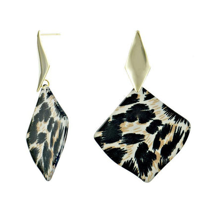 European and American Temperament Exaggerated Black and White Plaid Square Acetic Acid Large Earrings Cross-border Advanced Sense S925 Silver Pin Earrings Earrings