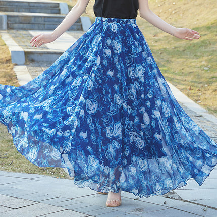 European and American Printed Skirt for Women Amazon 2025 Summer New Casual Seaside Vacation Long Skirt Skirt