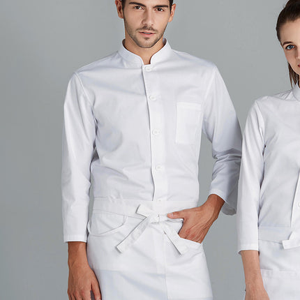 Teshemei Chef Uniform Men's Long-Sleeved Autumn Clothing Hotel Western Restaurant Kitchen Back Kitchen Manufacturer Wholesale Short-Sleeved