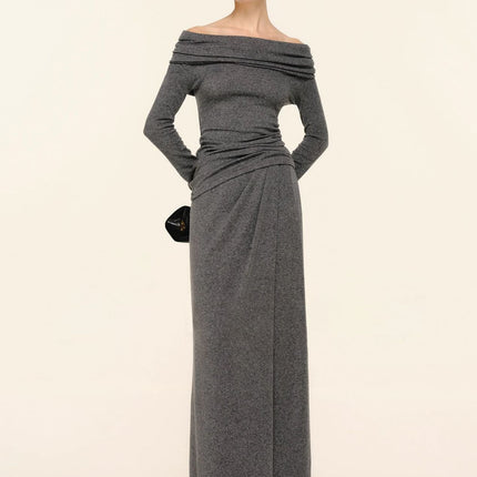 German Yangtze Yarn Back Split Loose Waist Slim Wide Leg Pants Minimalist High-grade Zipper Wool High Waist Skirt for Women