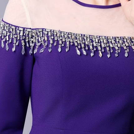 Zhili Light Luxury Elegant Evening Dress with Heavy Beading and Color Blocking, Feminine Bodycon Dress, Spring 2026