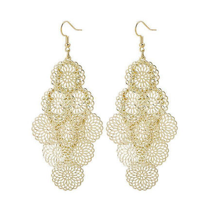 European and American Style Simple Elegant Metal Wind Ring Earrings Retro Exaggerated Irregular Electroplating High-grade Earrings for Women