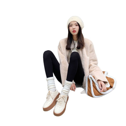 Cowhide Version~ Haonianhua Women's Shoes, German-Style Training Shoes, Round Toe, Thick Sole, Versatile Shoes, Lace-Up Casual White Shoes, Women's Sneakers