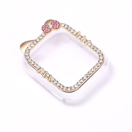 Suitable for AppleWatchS10 diamond kt cat watch case s9 diamond apple case s8/s7 half bag protective case