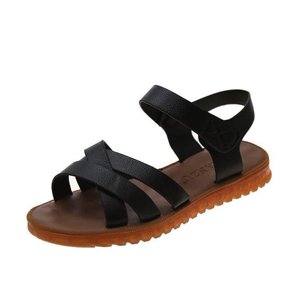 Flat Sandals Tendon Sole Sandals 2025 Soft Sole Soft Surface Non-Slip Middle-Aged and Elderly Women's Shoes New Elderly Flat Sandals for Mothers
