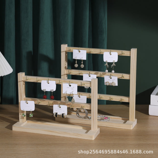 Jewelry Keychain Earrings Pendant Display Stand Solid Wood Trinket Hanger Hook High-End Stall Store Counter