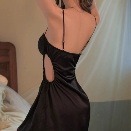 Sexy Pajamas Women's Summer with Chest Pad Ice Silk Pure Desire Wind Sling Nightgown High-end Sense 2024 New Lace suit