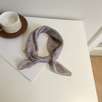 White Color Silk Scarf Printed High-grade All-match Accessories Neck Women's 2025 New Headband Tie Long Scarf