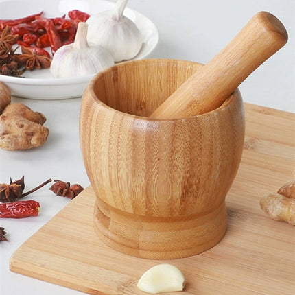 Garlic Mashing Pot Garlic Mashing Pot Mortar Mashing Garlic Mashing Pot Household Garlic Pot Mashing Pot Press Garlic Stick Spicy Bamboo and Wood